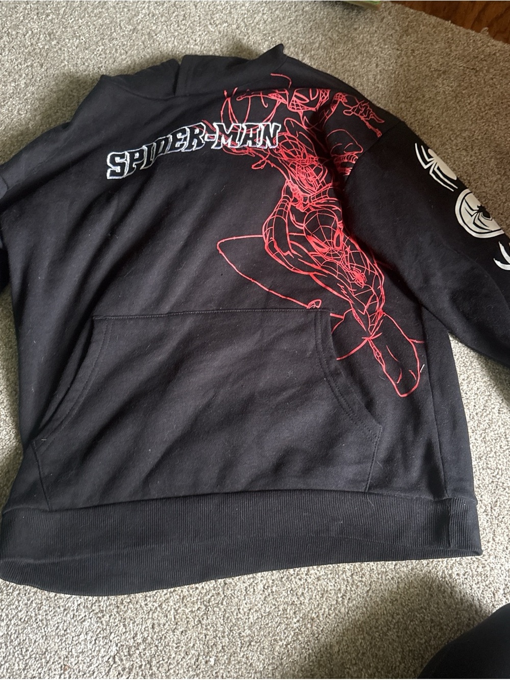 Marvel Spider-Man Black Hoodie with Red Line Art